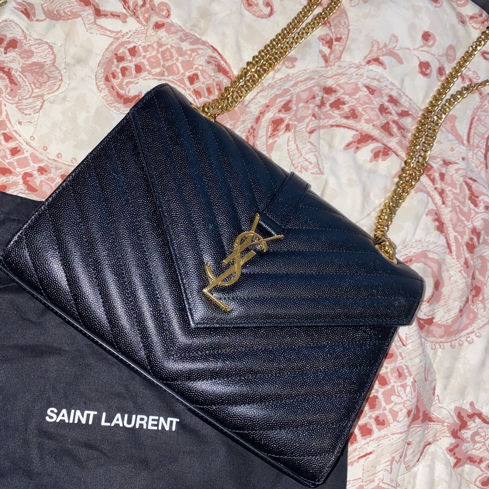 Saint Laurent YSL Med Envelope Monogram Matelasse